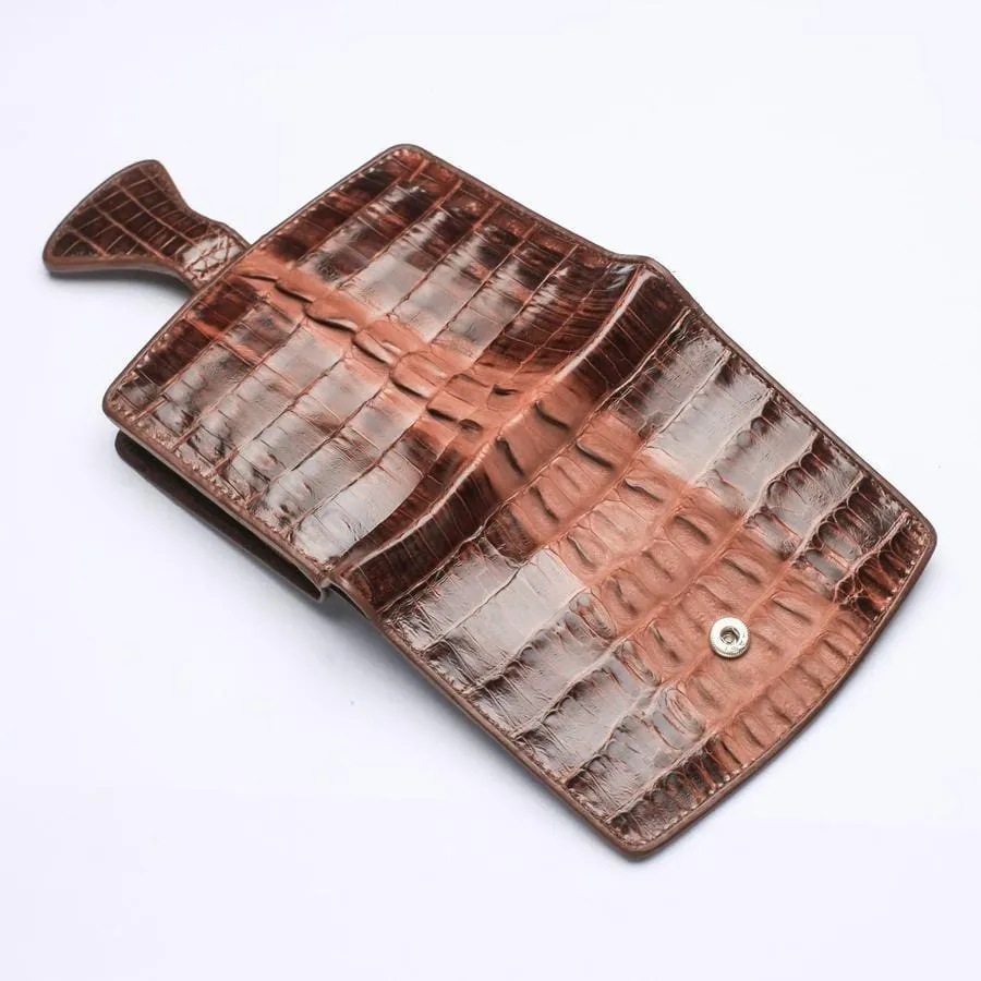 Twotone Brown Crocodile Skin Womens Wallets