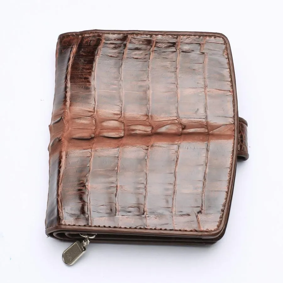 Twotone Brown Crocodile Skin Womens Wallets