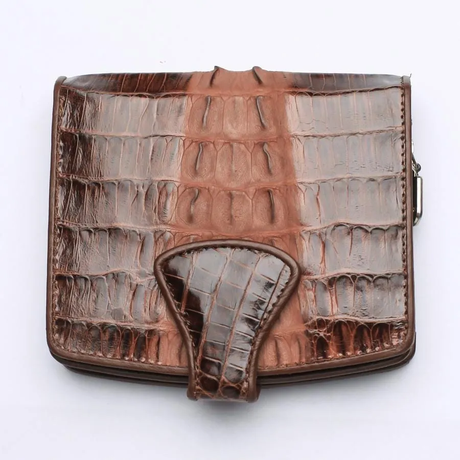 Twotone Brown Crocodile Skin Womens Wallets
