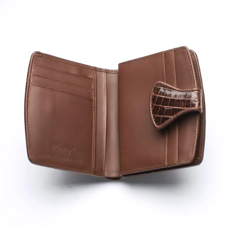 Twotone Brown Crocodile Skin Womens Wallets