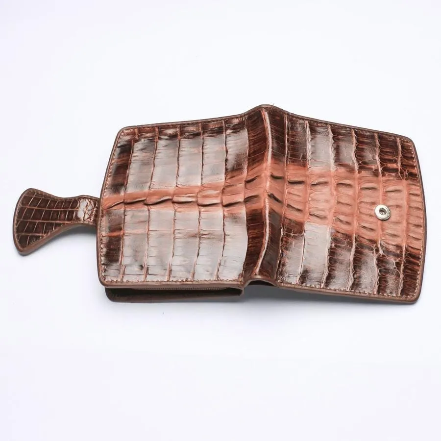 Twotone Brown Crocodile Skin Womens Wallets