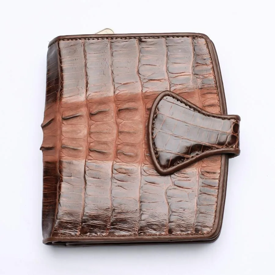 Twotone Brown Crocodile Skin Womens Wallets