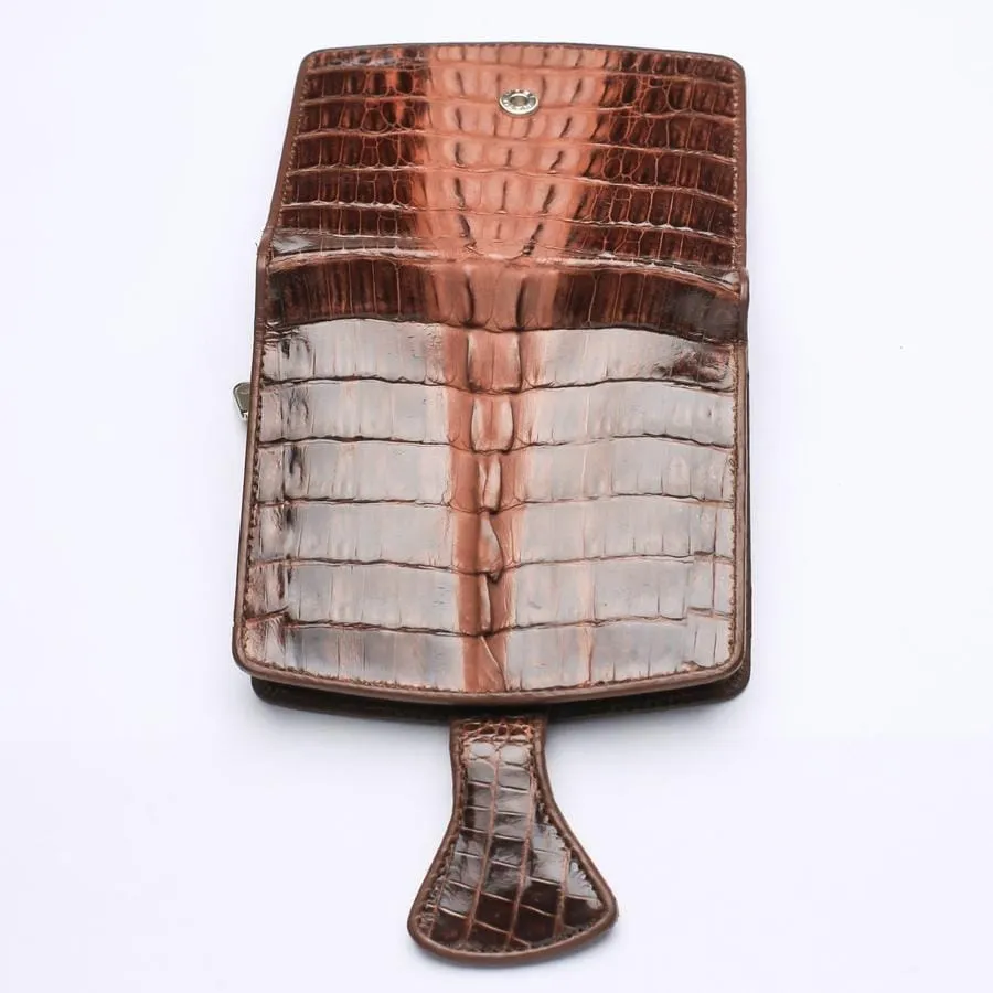 Twotone Brown Crocodile Skin Womens Wallets