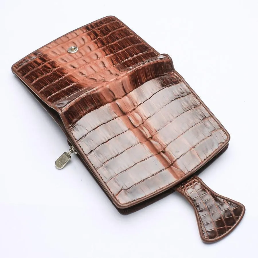 Twotone Brown Crocodile Skin Womens Wallets