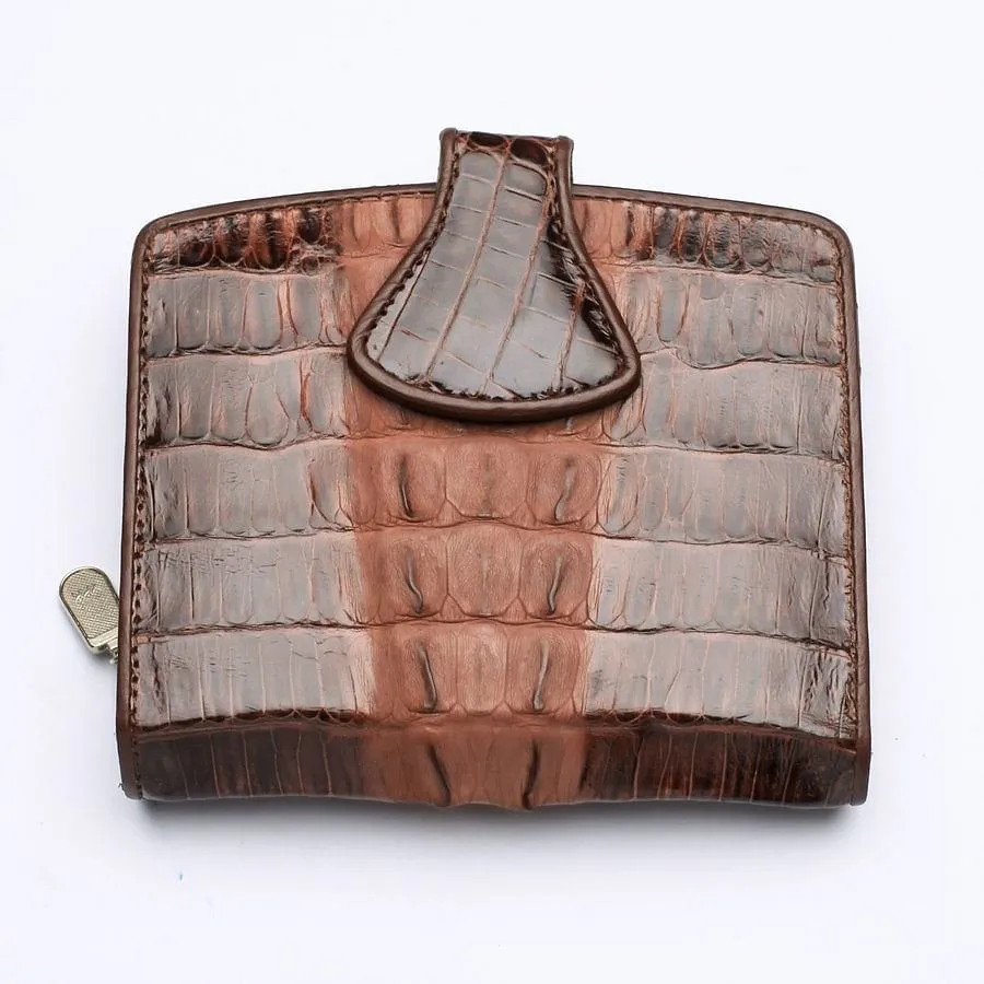 Twotone Brown Crocodile Skin Womens Wallets