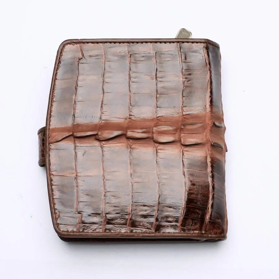 Twotone Brown Crocodile Skin Womens Wallets