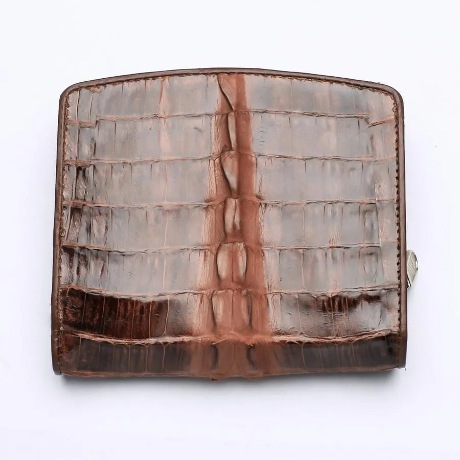 Twotone Brown Crocodile Skin Womens Wallets
