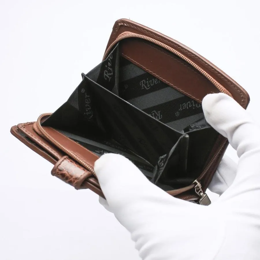 Twotone Brown Crocodile Skin Womens Wallets