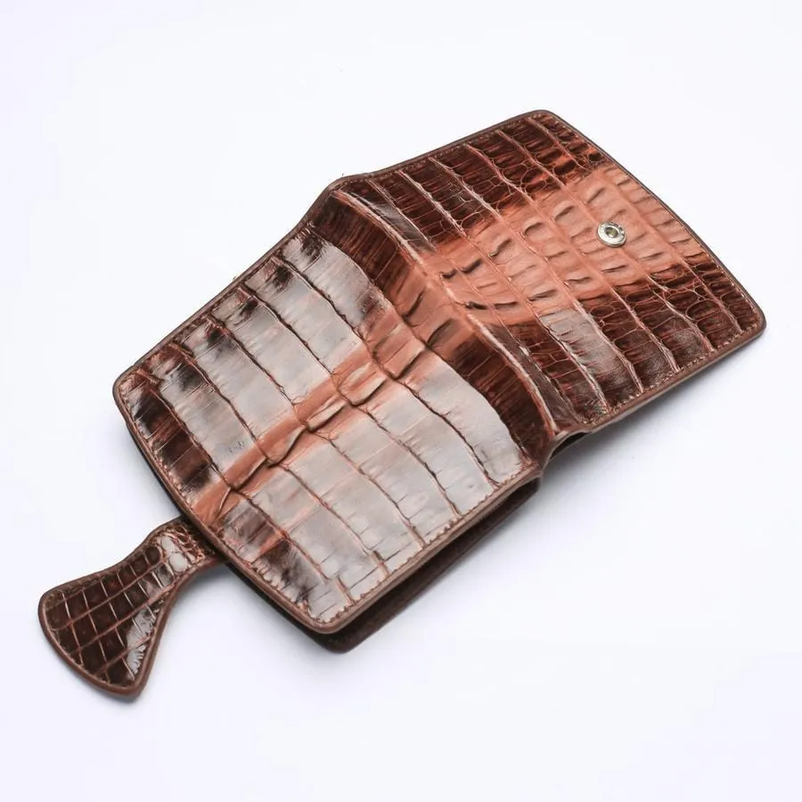 Twotone Brown Crocodile Skin Womens Wallets