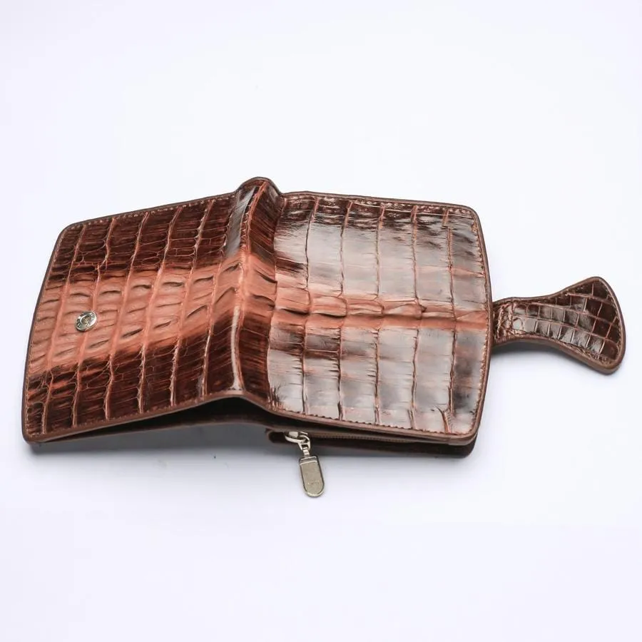 Twotone Brown Crocodile Skin Womens Wallets