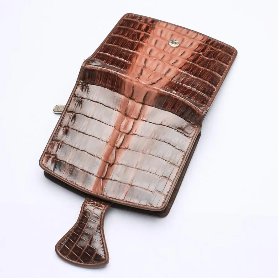 Twotone Brown Crocodile Skin Womens Wallets
