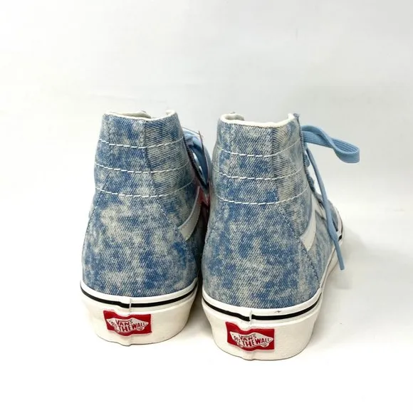 VANS Women's Size VN0A4U169FM SK8-HI TAPERED Blue Denim Destroy Canvas Sneakers