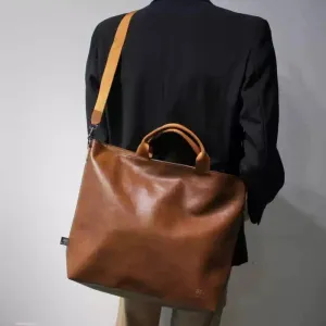 Versatile Leather Shoulder Bag with Handles