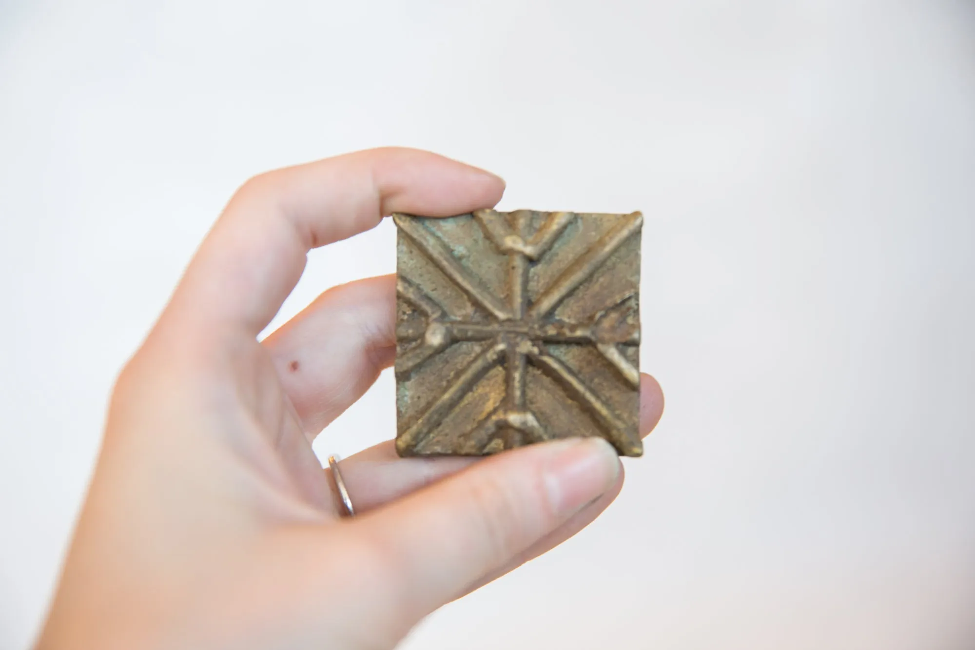 Vintage African Square Bronze Coin