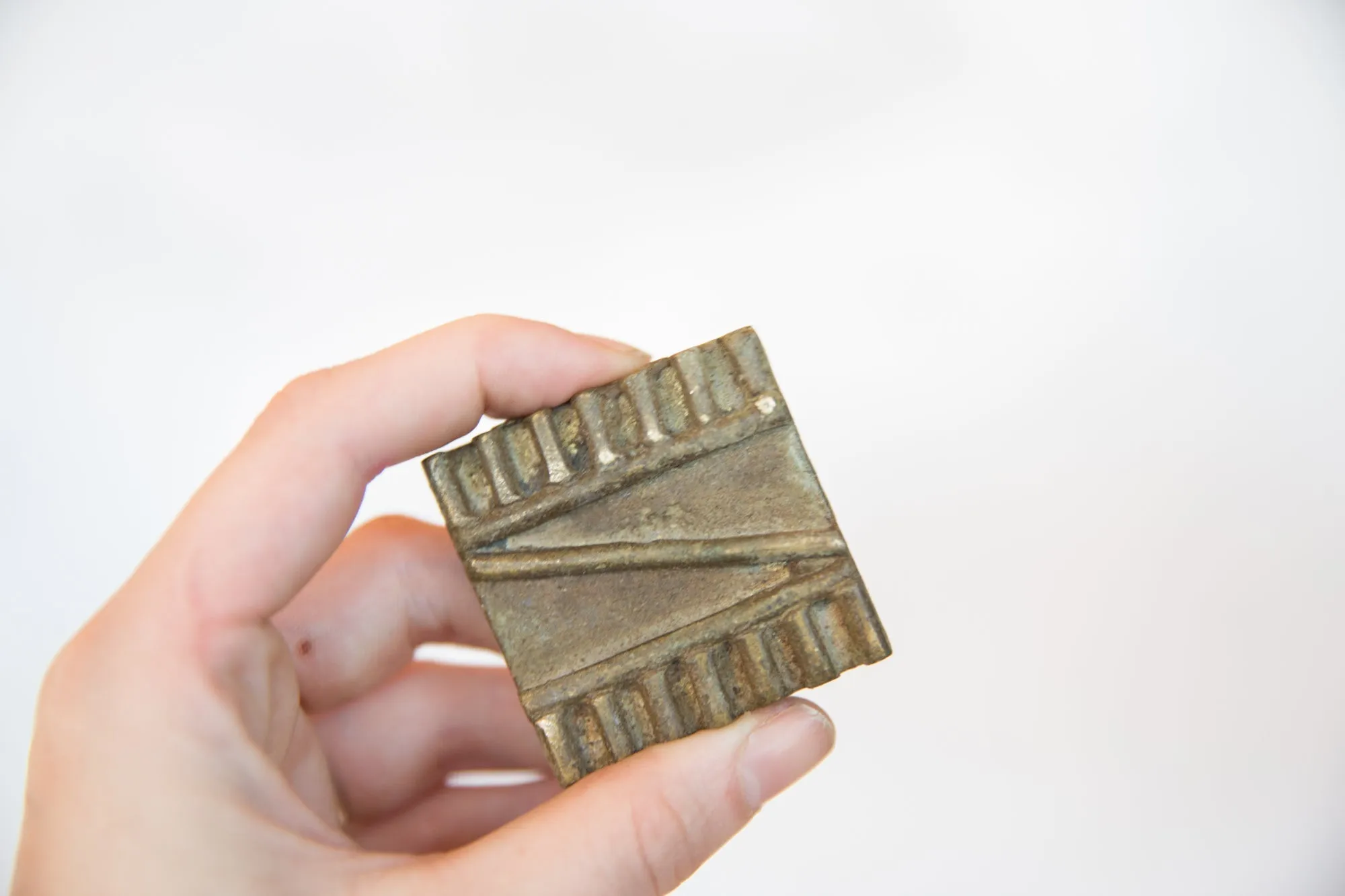 Vintage African Square Bronze Coin