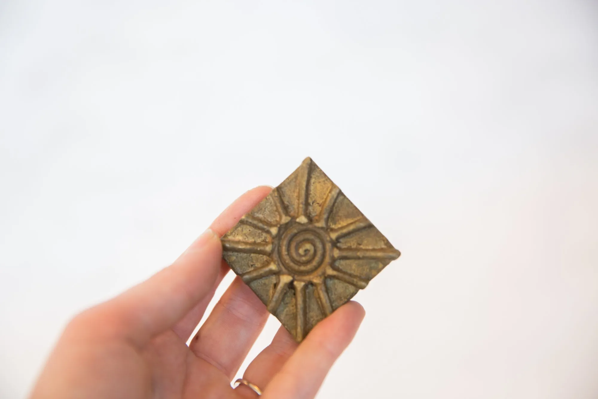 Vintage African Square Bronze Coin