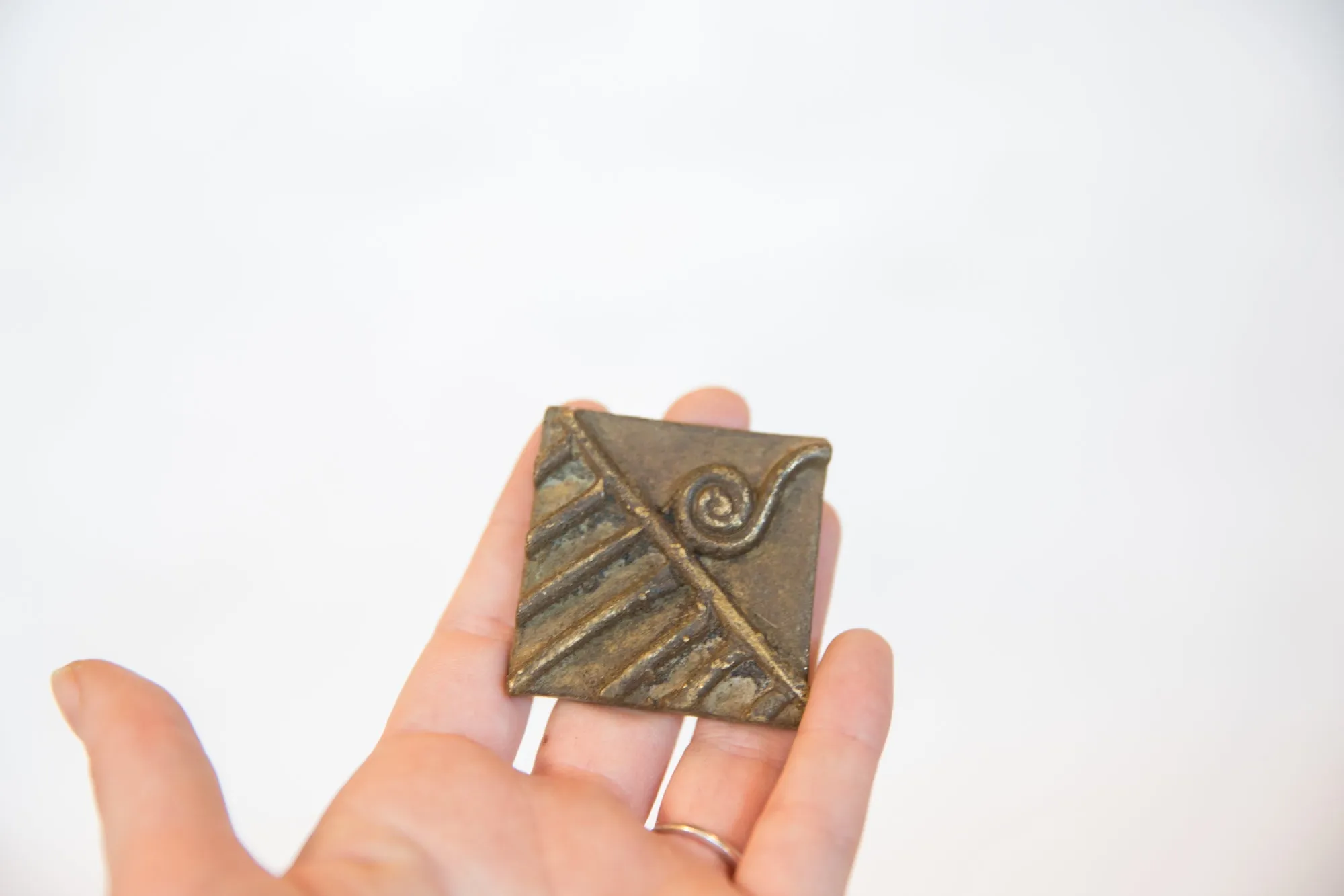 Vintage African Square Bronze Coin