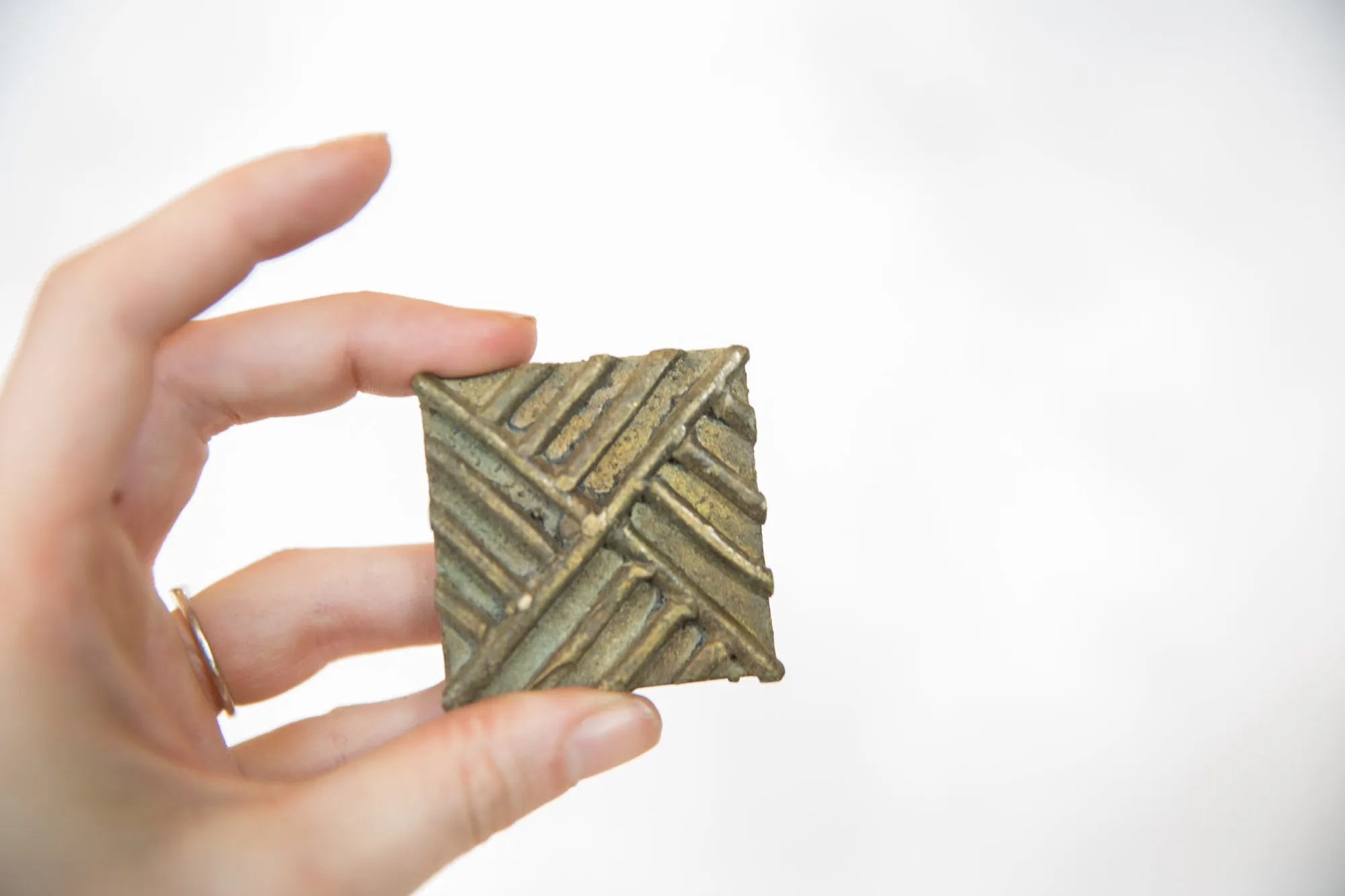 Vintage African Square Bronze Coin