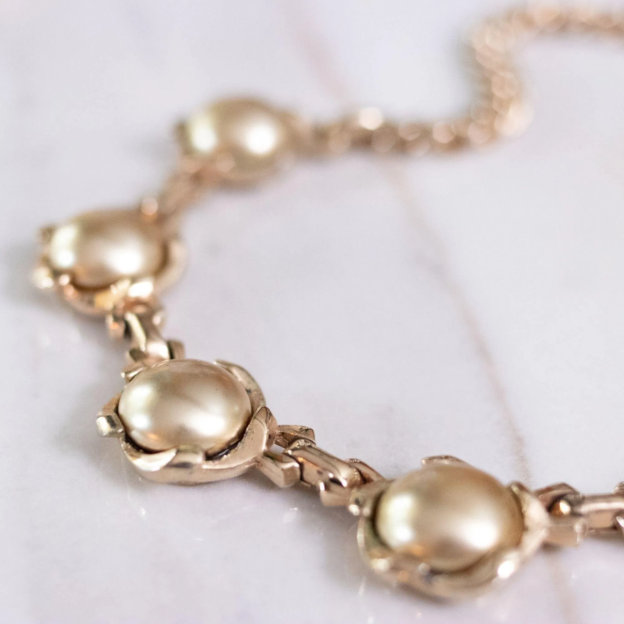 Vintage Barclay Champagne Coin Pearl Choker Necklace