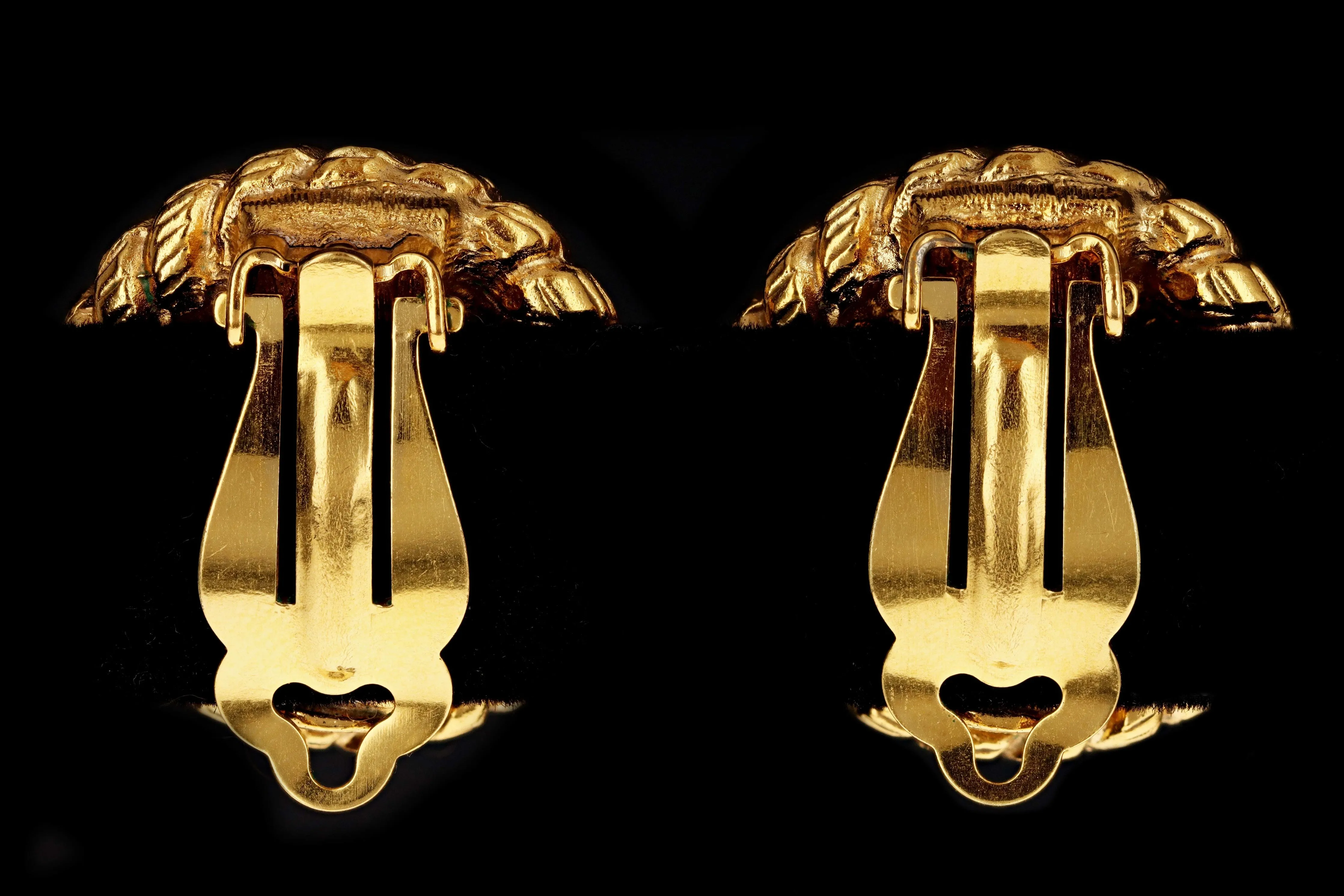 Vintage Chanel Small Coin Clip On Gold Plated Earrings