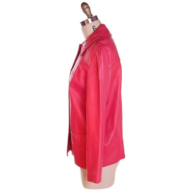 Vintage Petal Pink Leather Ladies Jacket 1960S Large 42 Bust