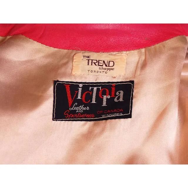 Vintage Petal Pink Leather Ladies Jacket 1960S Large 42 Bust