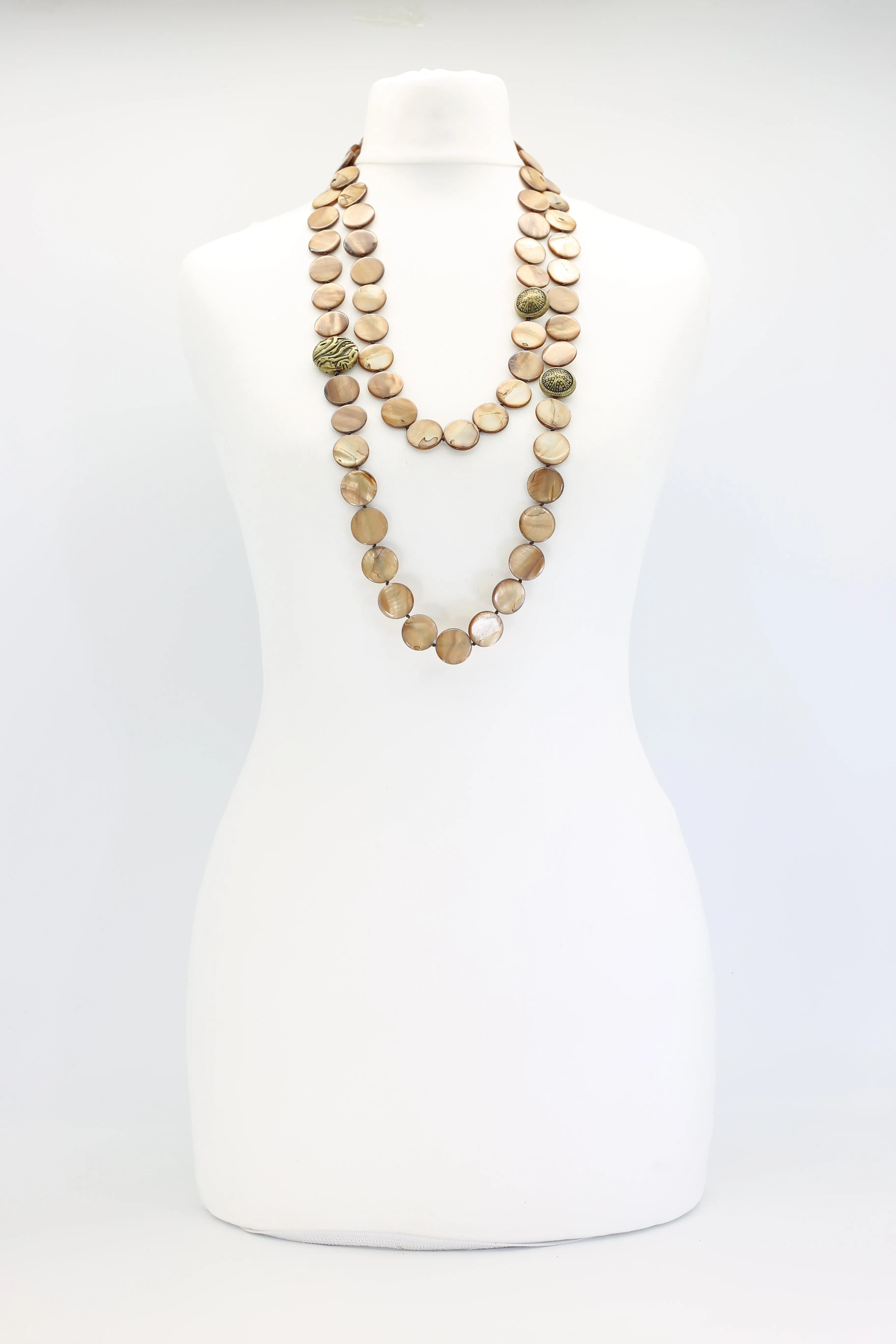 VINTAGE Shells coin NECKLACE- long