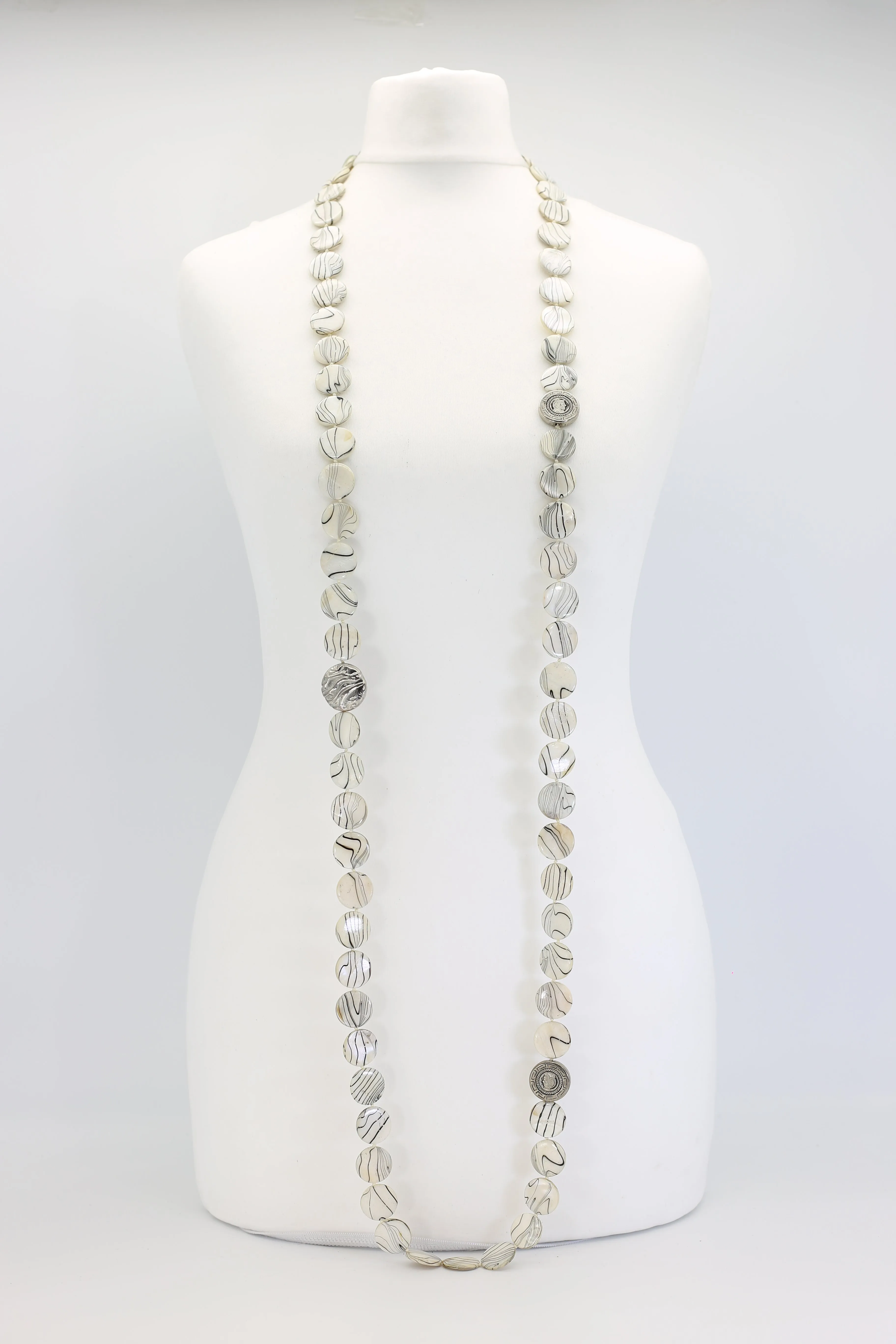 VINTAGE Shells coin NECKLACE- long