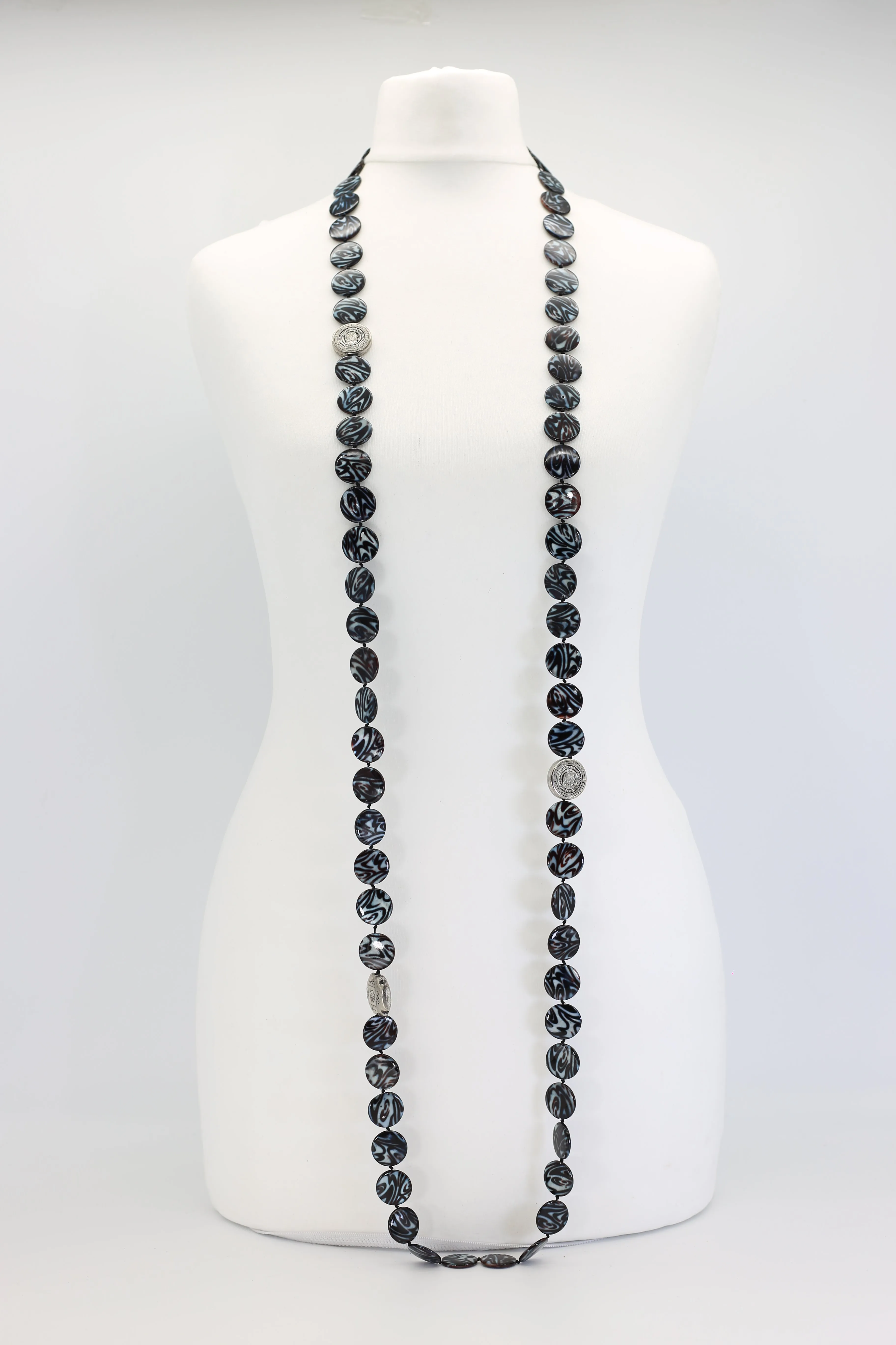 VINTAGE Shells coin NECKLACE- long