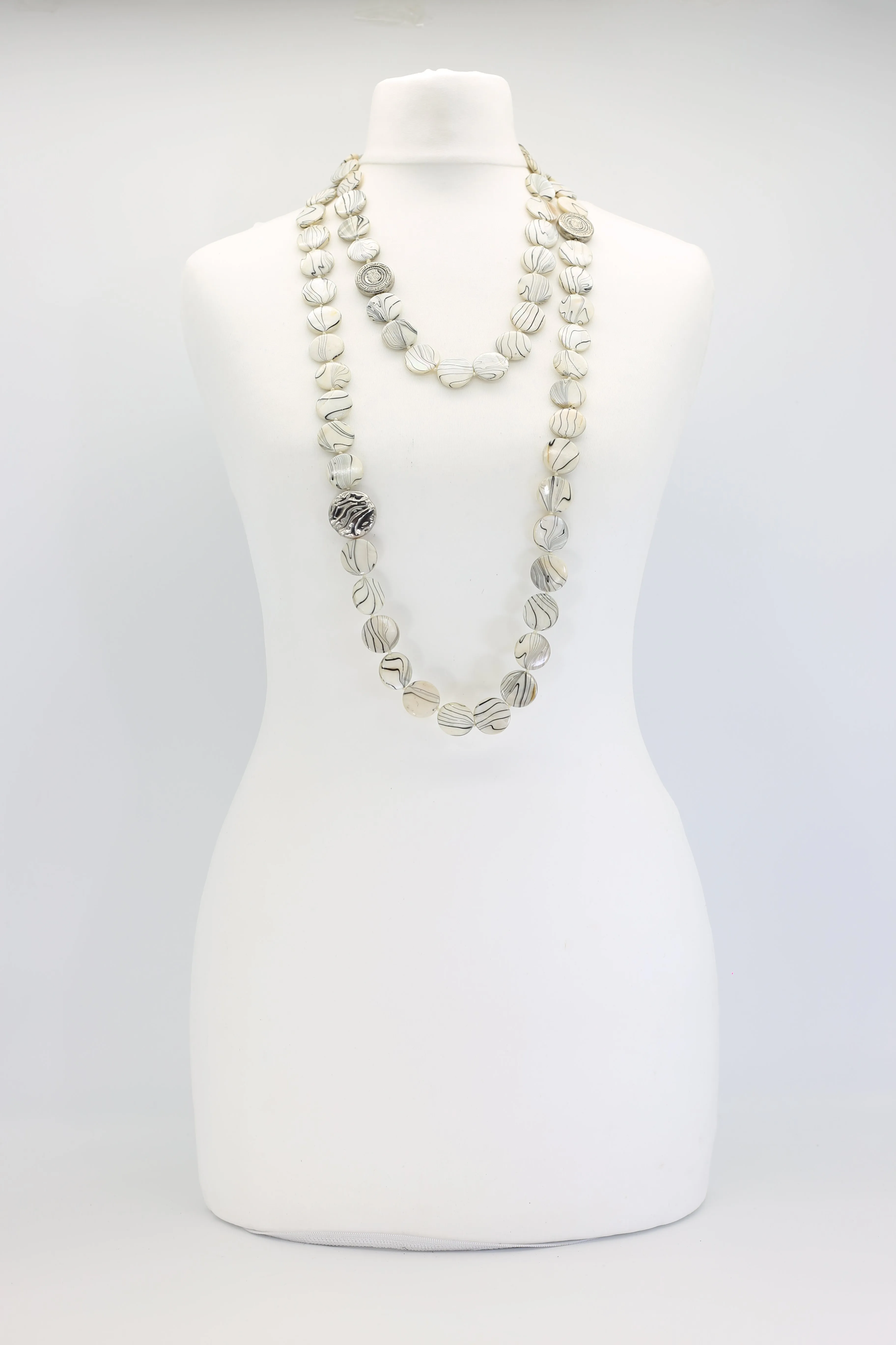 VINTAGE Shells coin NECKLACE- long
