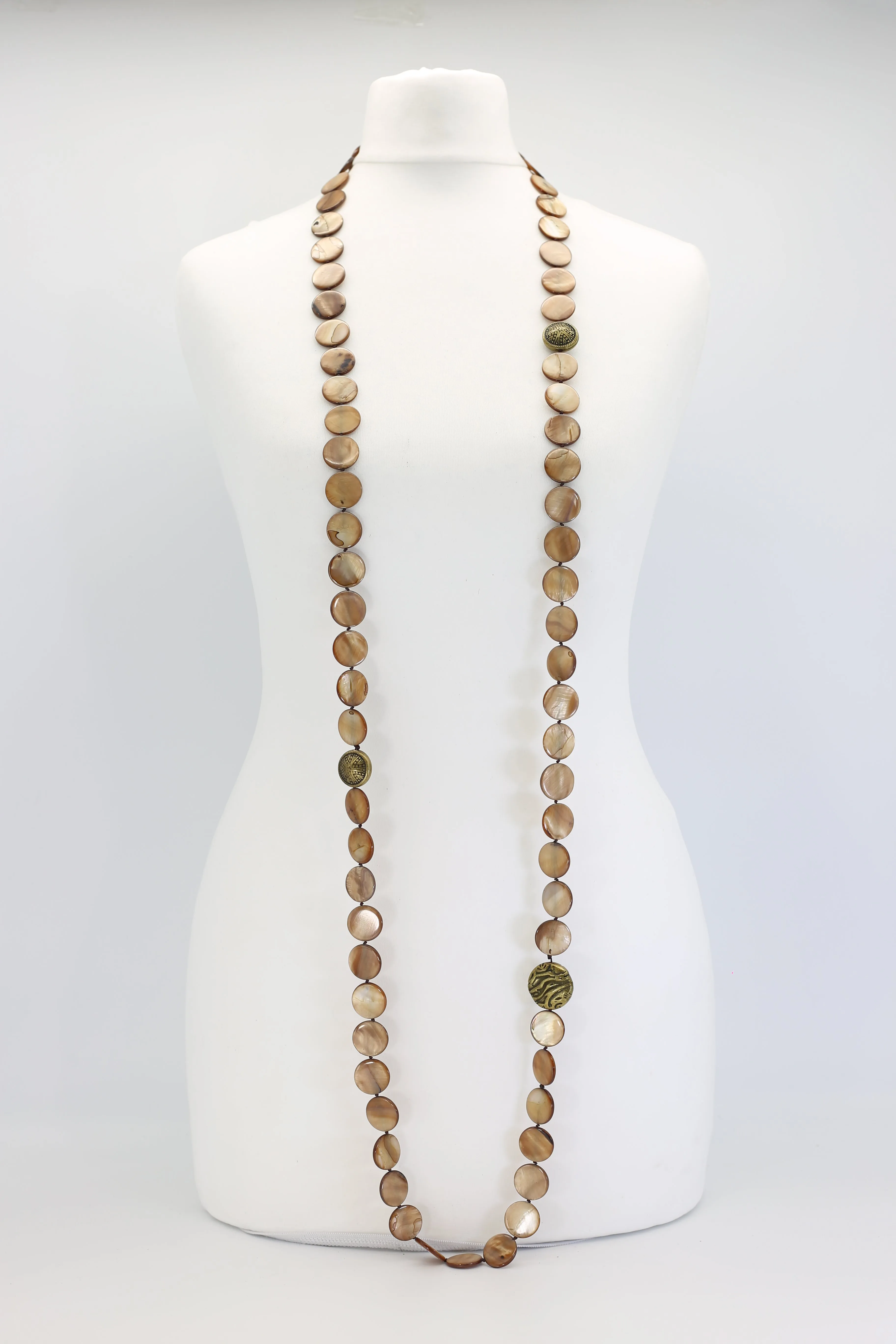 VINTAGE Shells coin NECKLACE- long