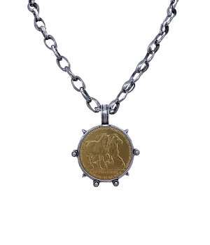 Vintage Sterling Plated Gold Horse Coin