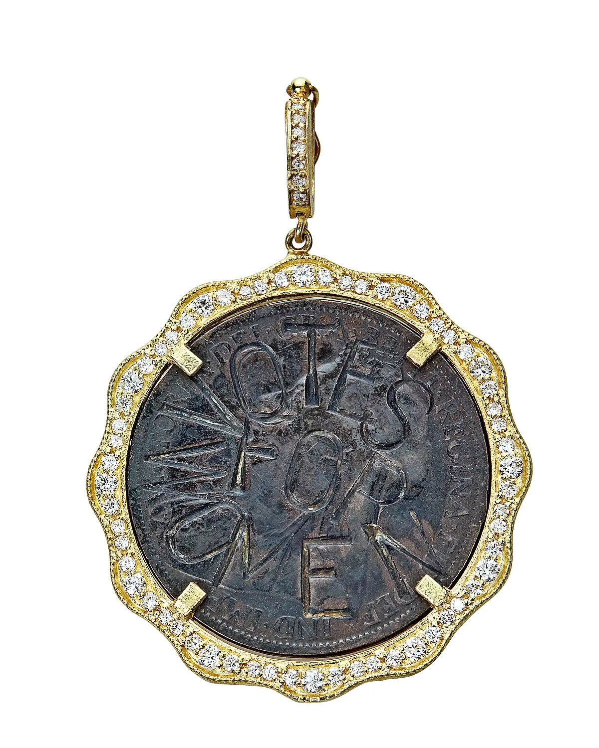 Vintage Suffragette Coin Diamond Scallop Bezel Enhancer