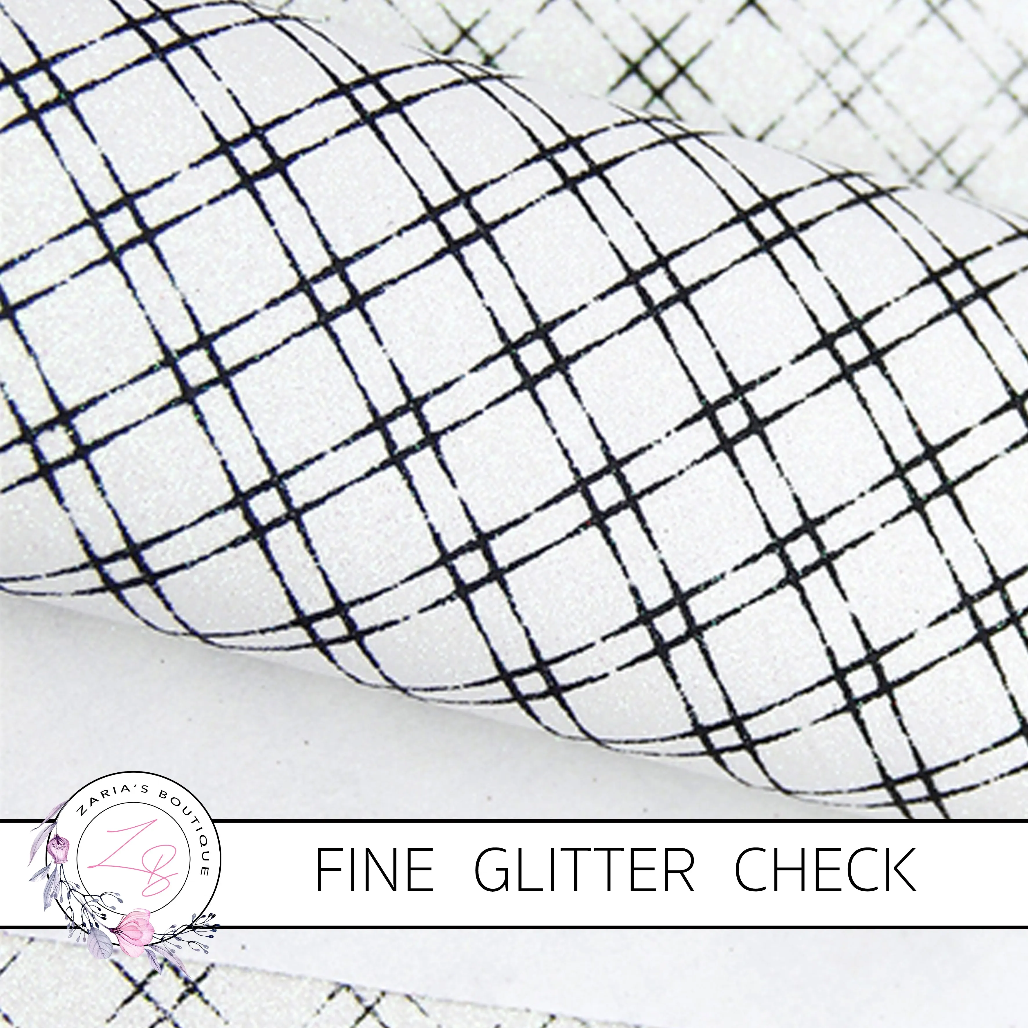 White ~ Fine Glitter Check  ~ 0.63mm