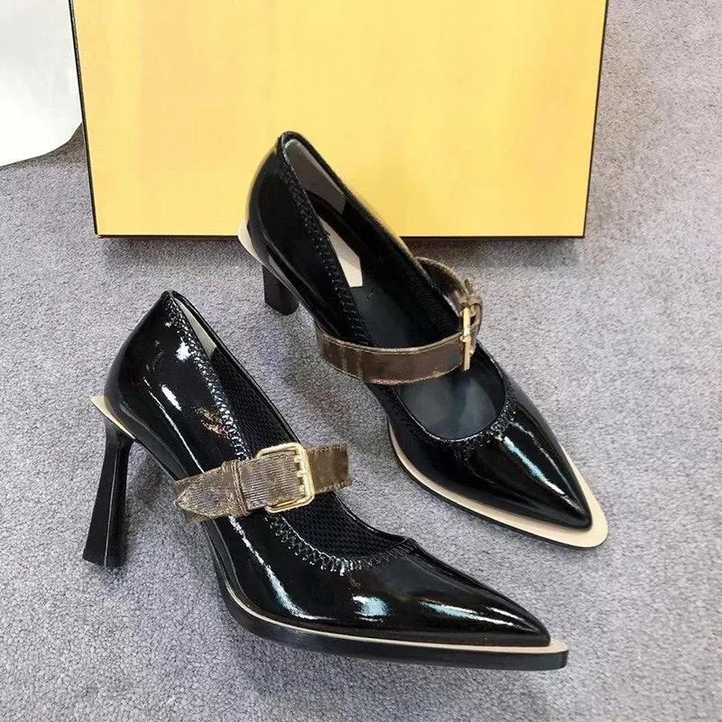 Women Leather Pointed Toe Pumps