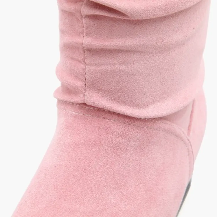 Women's Folds Wedge Heel Knee High Boots