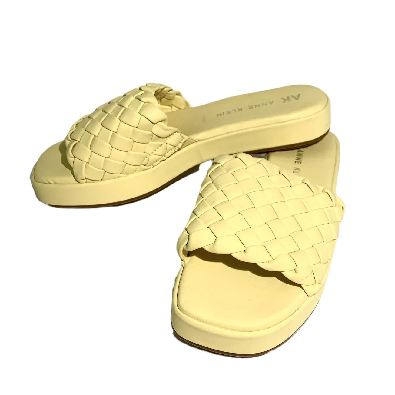 Woven Straps Slip On Braided Yellow Women's Sandals