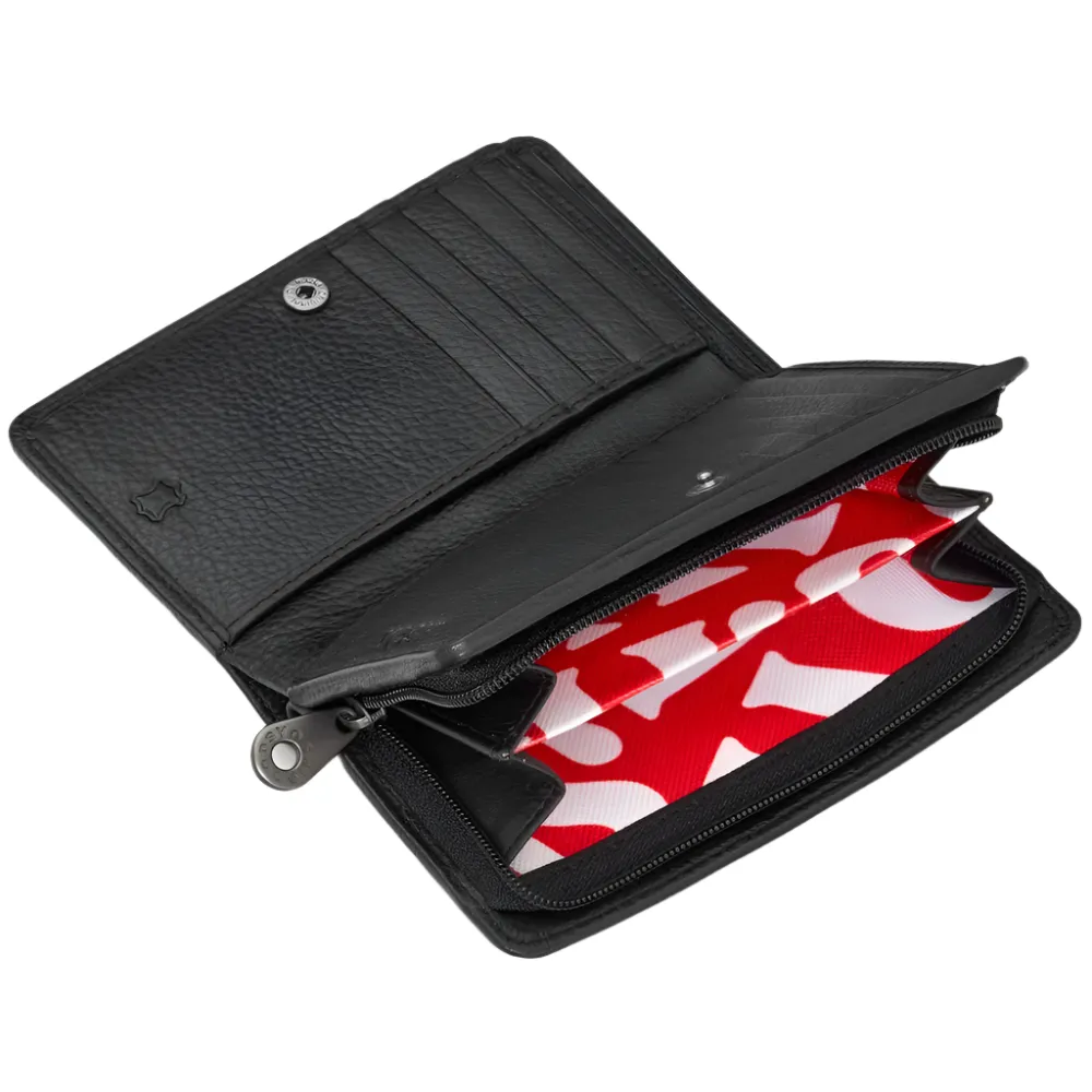 Yoshi Highland Cow Zip Around Black Leather Purse