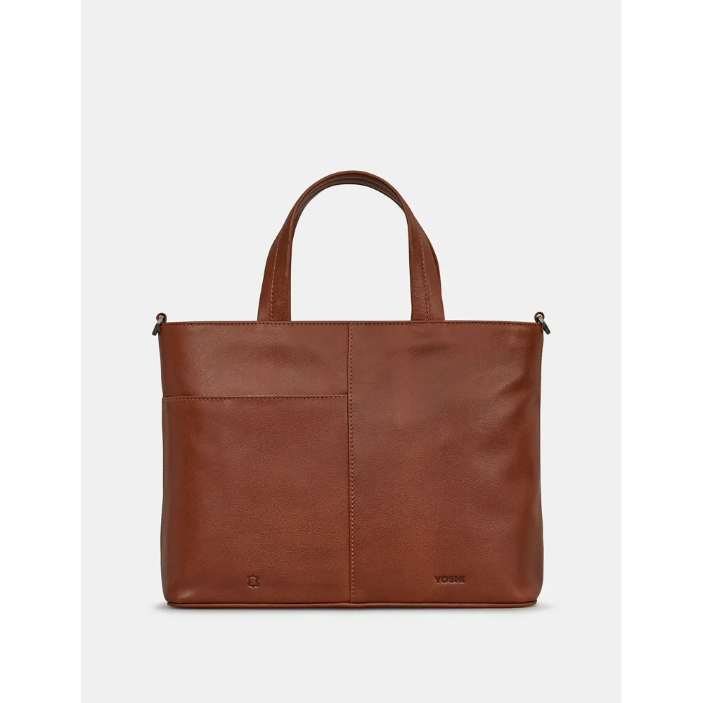 Yoshi Party Cats Multiway Brown Leather Grab Bag