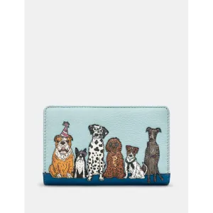 Yoshi Party Dogs Flap Over Zip Around Leather Purse