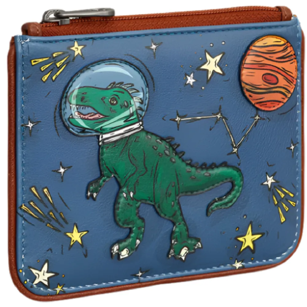 Yoshi T Rex Navy Leather Zip Top Purse