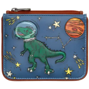 Yoshi T Rex Navy Leather Zip Top Purse