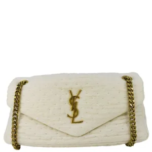YVES SAINT LAURENT Calypso Organza Leather Crossbody Bag White