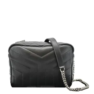 YVES SAINT LAURENT LouLou Bowling Small Quilted Monogram Crossbody Bag Black